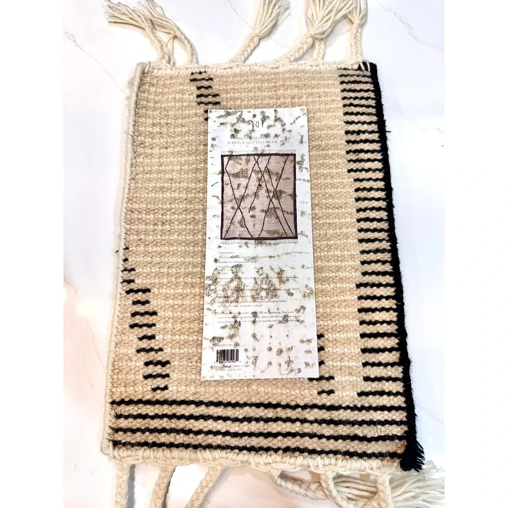 Restoration Hardware Wool Rug Swatch Lot Harata Hannan Moroccan 3pc Set Neutral